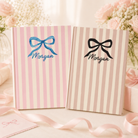 LABON Journal à nœud Journal personnalisé Nom personnalisé Cahier mignon Papeterie esthétique pour femme Cadeau pour elle