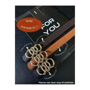 Triple Genuine <b>Domed</b> Leather Combined <b>Ring</b> Buckle Women's Trouser Belt, Jacket Belt, Dress Belt - Black-Tan-Brown - Product Image 1