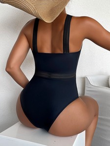 Maillot de bain grande taille personnalisé pour femmes une pièce maillot de bain hauts taille haute femmes couleur contrastée maillots de bain - Product Image 3