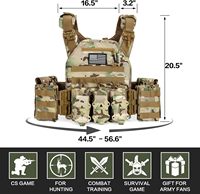 Chaleco Táctico PC de Liberación Rápida con Sistema Multifuncional de Cremallera Trasera MOLLE Equipo de Defensa Personal de Camuflaje