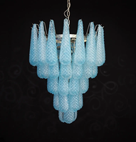 Grand Lustre de Luxe Italien Vintage Murano Bleu Art Lustre en Verre Luminaires pour Maison