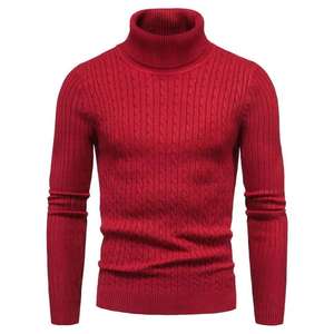 Suéter de Cuello Alto de Punto para Hombre, Moderno, Cálido, de Algodón Suave, de Manga Larga, para Invierno - Product Image 3