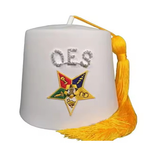 Brodé à la main i flambant neuf personnalisé Oes blanc Fez ordre de l'étoile de l'Est haute qualité sur mesure blanc Fezzes personnalisé - Product Image 2