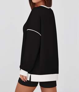 OEM de punto de otoño e invierno Streetwear respetuoso con el medio ambiente bordado Logo transpirable Yoga gimnasio entrenamiento sudadera camisa - Product Image 2