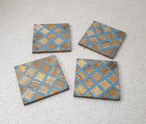Luxury Design Eco-Friendly Epoxy Resin Acacia Wood <b>Coaster</b> <b>Set</b> of 4 Handmade Drink Tea <b>Coasters</b> with Customized Packaging India - Product Image 6