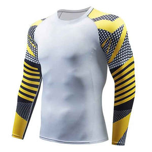 2025 chemise de Compression à séchage rapide pour hommes Rash Guard imprimé Surf Swim vêtements serrés avec manches fictives hauts actifs - Product Image 5