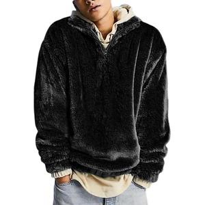 Thermal Men Jackets Winter Sweatshirt Half Zipper High Collar <b>Plush</b> Keep Warm Jacket Men Winter Hoodies Loose Pullover - Product Image 4