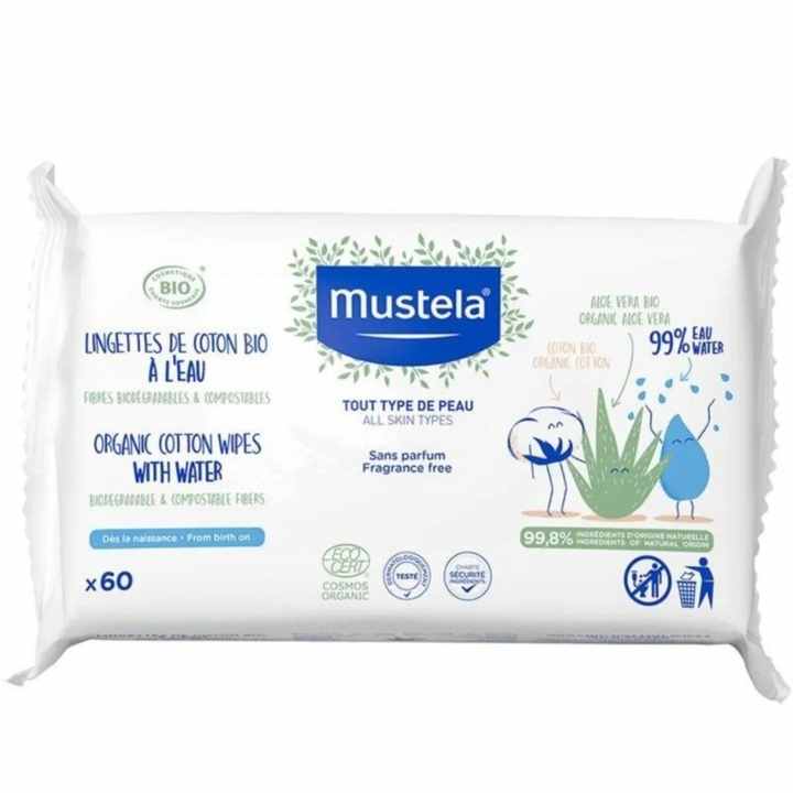 Mustela Organic Cotton Wet Wipes 60 Sheets