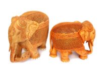 Statue et figurine d'éléphant en bois jaune sculpté à la main, style moderne, WES-1018, pour la décoration de la maison, des restaurants, des hôtels, Noël