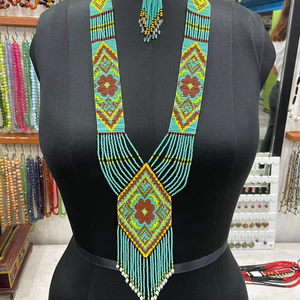 Qualité Artisanat Multi Long collier de perles de rocaille Collier de perles Collier col en V Bijoux de perles Cadeau ethnique pour femme homme - Product Image 3