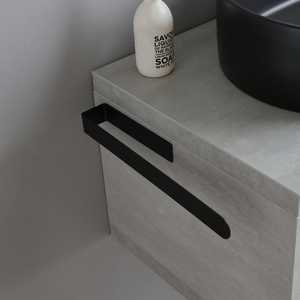 Armoire de salle de bain murale de 80 cm avec miroir LED, comptoir, lavabo, finition noir mat, série KOS - Product Image 4