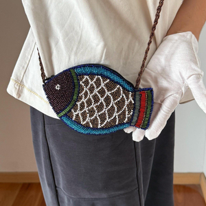 Handmade Beaded Fish Design Customizable Embroidery Colorful Beadwork Shoulder Bag Unique Ethnic Women Fashion Travel <b>Accessory</b> - Product Image 5