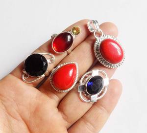 Ensemble de lunette en forme de mix de pierres précieuses naturelles en argent sterling fait à la main de 8 à 15mm pour ensemble de bijoux de mode avec cadeau d'anniversaire pour elle - Product Image 1