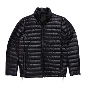 Veste en cuir matelassée à capuche pour homme, manteau en cuir véritable, vêtements d'extérieur d'hiver, personnalisation acceptée sur le devant, imperméable, respirant - Product Image 3
