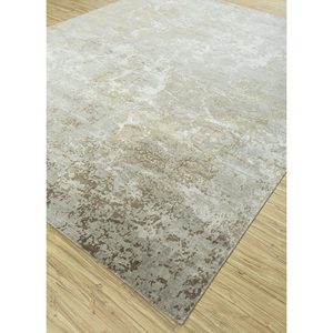 Alfombra Kavi Gris y Negra de Lana y Seda de Bambú Anudada a Mano, Diseño Teoría del Caos, Patrón Abstracto Rectangular para Sala de Estar Juvenil, Esk-411 - Product Image 2