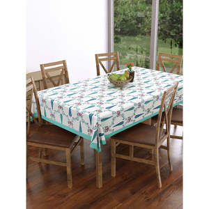 Pur Coton Rajasthani Main Bloc Imprimer Six Places Nappe Turquoise Patti Motif - Product Image 3