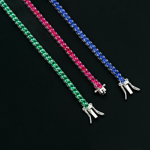 <span class=keywords><strong>Bracelet</strong></span> tennis en argent sterling 925 de haute qualité avec saphir émeraude zambien, serti de pierres de laboratoire cultivées, quatre griffes, tons arc-en-ciel - Product Image 3