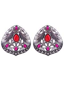 Pendientes de tuerca de pavo real antiguo tradicional más vendidos para mujer patrón de forma geométrica chapada en plata oxidada de alta calidad - Product Image 3