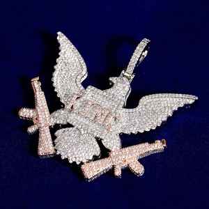 Iced Out American Power Eagle & Guns Moissanite Diamond Pendant para A in Hip Hop Men's Pendant 925 Sterling Silver - Product Image 1