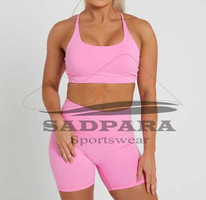 Vente en gros Ensemble de sport dos nu sans coutures en coton Soutien-gorge et short de sport Vêtements de sport deux pièces Ensembles pour femmes - Product Image 1