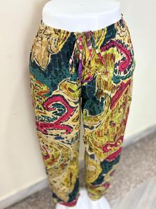 กางเกงลำลองพิมพ์ลายแนวแอบสแตรกหลากสีชุดนอนผ้าฝ้ายสไตล์โบฮีเมียนสีสันสดใส - Product Image 4