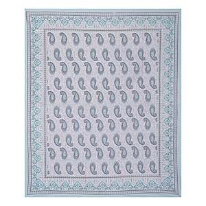 Turquoise Blue Paisley 100% Cotton <b>Flat</b> Bed Sheet Set (3 Pieces) - Product Image 4