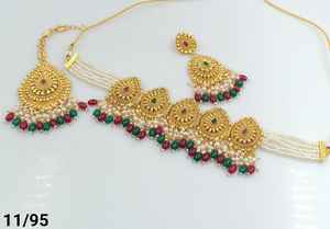 JOYERÍA DE COBRE TRADICIONAL Y DE MODA INDIA CONJUNTO DE JOYERÍA DE BODA NOVIA PARA MUJER CONJUNTO DE PENDIENTES Y COLLAR - Product Image 5