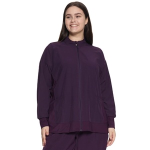 New Women Stretch <b>Scrub</b> Jacket Zipper Closure Medical Clinic Uniform Long Sleeve Work Coat OEM Factory Supply - Product Image 2