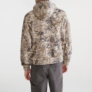 Sweat à capuche oversize confortable unisexe en tissu peigné 100% coton, imprimé camouflage jungle, automne - Product Image 2