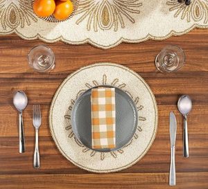 Handcrafted Glass Beaded Eco-Friendly American Style <b>Placemats</b> for <b>Dining</b> <b>Table</b> Wedding Christmas Decoration Family Gathering - Product Image 3