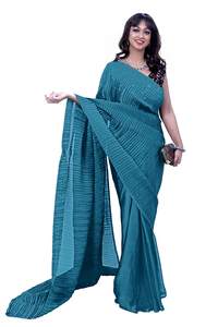 ส่าหรีดูเก๋ไก๋สไตล์ชนเผ่าสำหรับงานแต่งงานและงานอีเวนต์อินเดียหรูหราบอลลีวู้ดจากดีไซเนอร์ส่าหรีส่งออกจากอินเดีย - Product Image 4