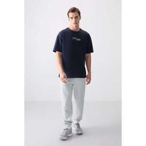 Camiseta de Hombre Azul Marino 100% Algodón Jersey Grueso Suave Texturizado Corte Holgado Estampada-88361 - Product Image 3