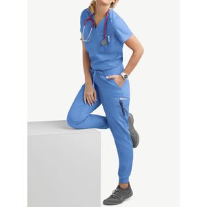 Conjuntos de uniformes para mujer, comodidad, estiramiento, cuello en V, Tops, pantalón con cordón, Médico Dental, OEM, venta al por mayor, conjuntos de exfoliación con logotipo personalizado a granel - Product Image 6