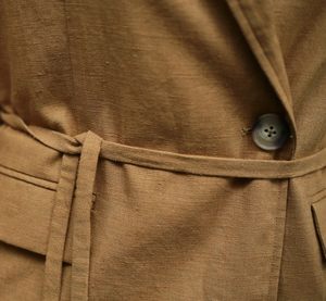 Veste à cravate en ramie naturelle haut de gamme pour femme avec poches - Product Image 4