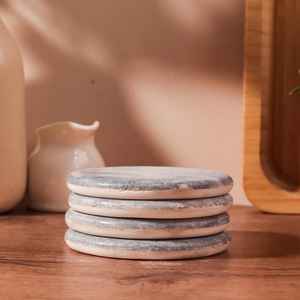 Ensemble de dessous-de-verre en marbre artisanal élégant, pierre naturelle, décoration d'intérieur - Product Image 4