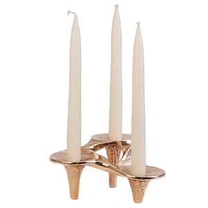 เชิงเทียนโลหะแขนคู่สีโรสโกลด์อุปกรณ์ตกแต่งบ้านอเนกประสงค์งานแฮนด์เมด - Product Image 4