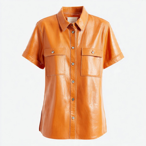 เสื้อหนังสำหรับนักขี่จักรยานสำหรับผู้หญิงเสื้อเชิ้ตหนังสำหรับนักขี่จักรยานมอเตอร์ไซด์เสื้อเชิ้ตสตรีหนังคอตั้งติดกระดุม - Product Image 5