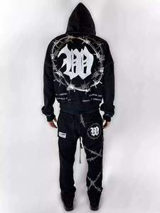 Survêtement en coton brodé délavé à l'acide usine OEM tissu respirant marque privée en vrac ensembles de mode urbaine en gros - Product Image 5