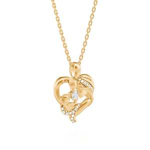 Collier Cœur en Zircon Plaqué Rhodium et Or Jeulia, Chaîne Tendance pour Maman et Bébé - Product Image 2