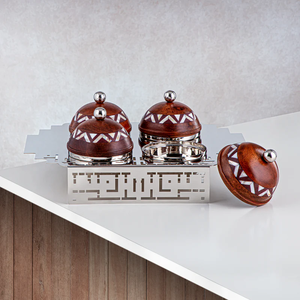 Cuencos indios modernos dorados y plateados con dátiles esmaltados, cuenco para nueces y fruteros, diseño árabe tunecino dorado y plateado - Product Image 4