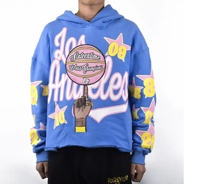 Top Selling Cut Edge 3D Puff Printing Heavy Weight Recortado Raw Hem Pullover Sudadera con capucha de gran tamaño para hombre - Product Image 1