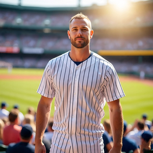 TRADE ASSURANCE Logotipo bordado personalizado Camisetas de béisbol negras Pink-Trim Pinstripe Camisas de béisbol de gran tamaño para hombres Jersey - Product Image 5