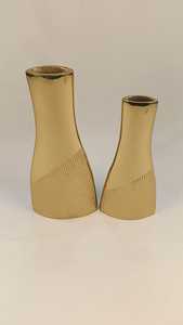 Ensemble de deux vases à fleurs en aluminium couleur or avec support pour plantes en fer, vase décoratif pour le sol pour la décoration de la maison - Product Image 2