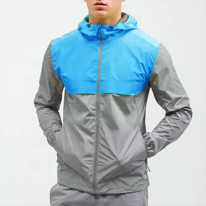 Chaquetas para correr de alta calidad para hombre, logotipo personalizado, cremallera, Sudadera ligera, impermeable, bloque de Color, rompevientos, patrón de retazos - Product Image 4