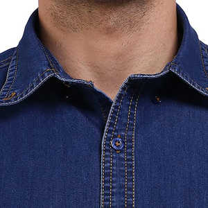 10 tissu F0 % haut de gamme doux coton Denim à manches longues décontracté boutonné chemises noires toutes tailles Denim merde disponible - Product Image 6