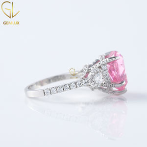 เครื่องประดับคุณภาพสูงสามแหวนหินซ่อนสีชมพู 3CT หัวใจ Labgrown แหวนหมั้นเพชรสําหรับผู้หญิงจากอินเดีย - Product Image 3