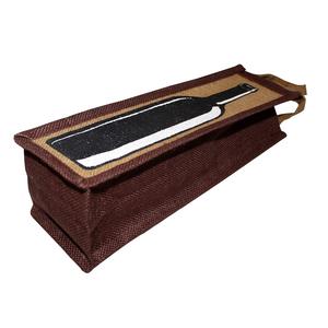 Sac à vin en toile de jute à poignée automatique réutilisable de qualité imprimé PP laminé conception étanche pour une bouteille sacs promotionnels de vin de jute - Product Image 3