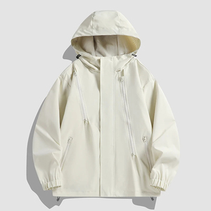 <b>Men's</b> Hooded Jacket Spring and Autumn Solid Color Windproof and Waterproof Outdoor <b>Work</b> Jacket - Product Image 4