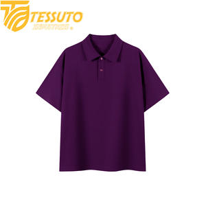 Camiseta de punto de manga corta 100% algodón para hombre Tessuto con cuello estampado por transferencia térmica, patrón liso y característica antipilling. - Product Image 5