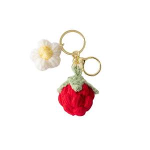 Nouveau Porte-clés Créatif en Coton au Crochet Fraise Tournesol, Pendentif Exquis Fait Main pour Couples, Élégant Cadeau à Suspendre - Product Image 5